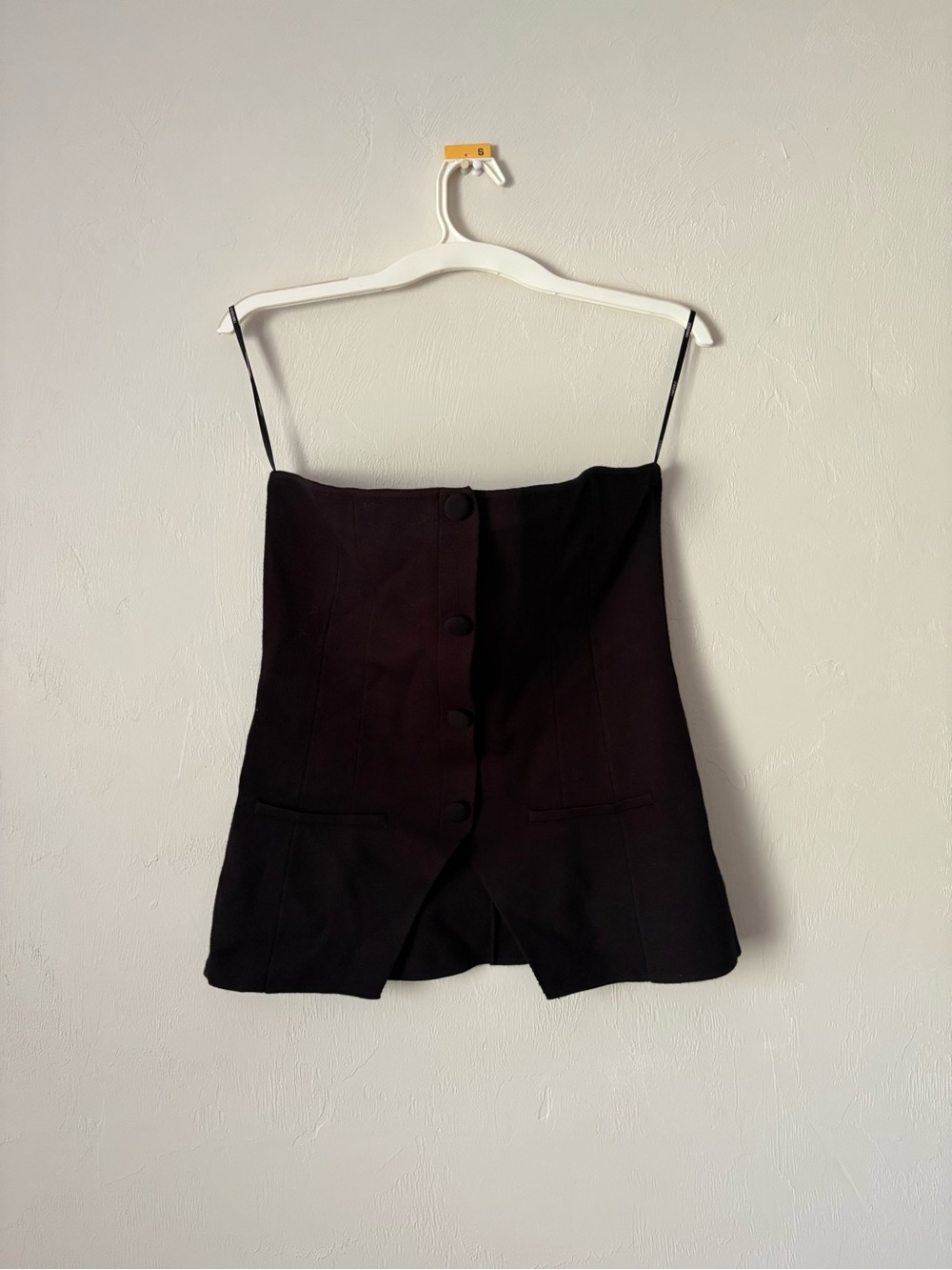Forever 21 Black Strapless Button-Front Crop Top